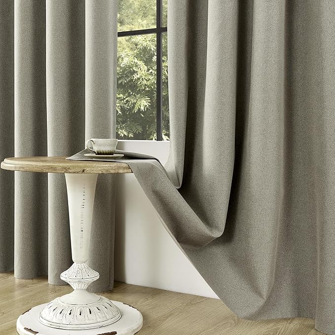 ChrisDowa 100% Blackout Sand Solid Curtains 108 Inches Long 2 Panels for Bedroom Living Room,Farmhouse Room Darkening Thermal Insulated Soundproof Grommet Top Window Treatment Drapes,52x108