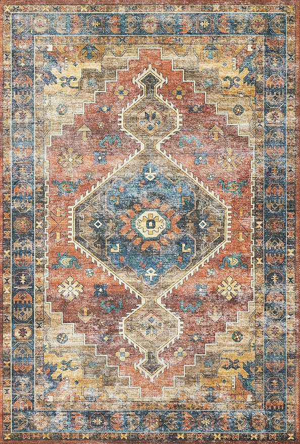 Loloi Skye Collection SKY-11 Rust/Blue 2'-6" x 10'-0" Runner Rug