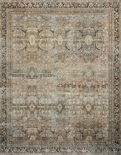 Loloi Layla Collection LAY-03 Olive/Charcoal 3'-6" x 5'-6" .13" Thick Accent Rug, Soft, Durable, Vintage Inspired, Distressed, Low Pile, Non-Shedding, Easy Clean, Printed, Living Room Rug