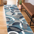 Rugshop Contemporary Modern Circles Abstract Runner Rug 2' x 7'2" Blue