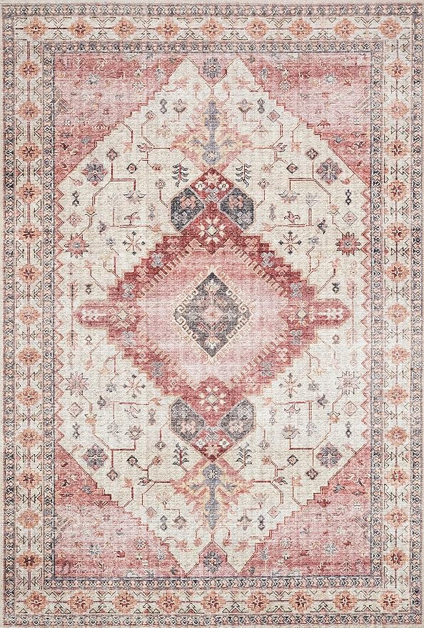 Loloi Skye Collection SKY-02 Ivory/Berry 8'-0" x 8'-0" Round Area Rug