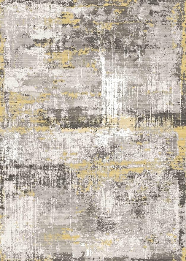 6x9 Area Rug, Ultra-Soft Washable Rug for Living Room, Dinner Room, Bedroom, Non-Slip Modern Abstract Rug, Indoor Carpet Large Area Rug, Yellow