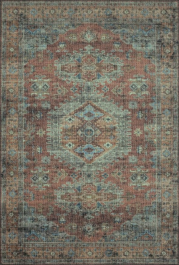 Loloi Skye Collection SKY-07 Terracotta/Sky 2'-0" x 5'-0" Accent Rug