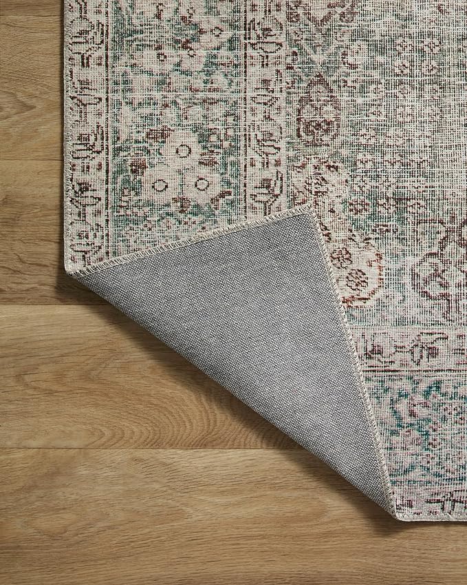 Loloi Chris Loves Julia Jules Collection JUL-08 Emerald/Antique Ivory 8'-6'' x 11'-6'', .13" Pile Height, Area Rug