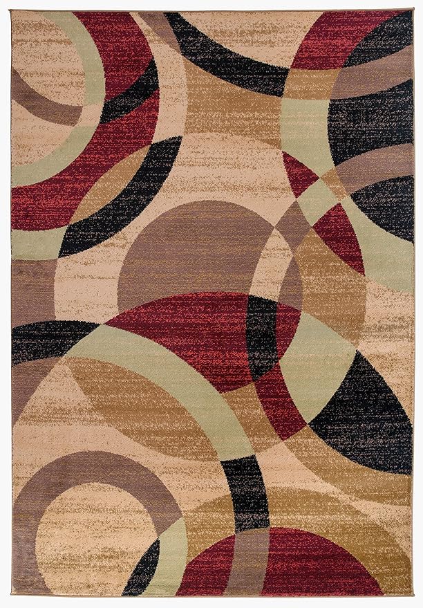 Rugshop Contemporary Abstract Circles Perfect for high Traffic Areas of Your Living Room,Bedroom,Home Office,Kitchen Area Rug 3'3" x 5'3" Multi