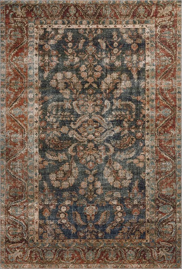 Loloi Chris Loves Julia Jules Collection JUL-10 Ocean/Spice 9'-6' x 14', .13' Pile Height, Area Rug