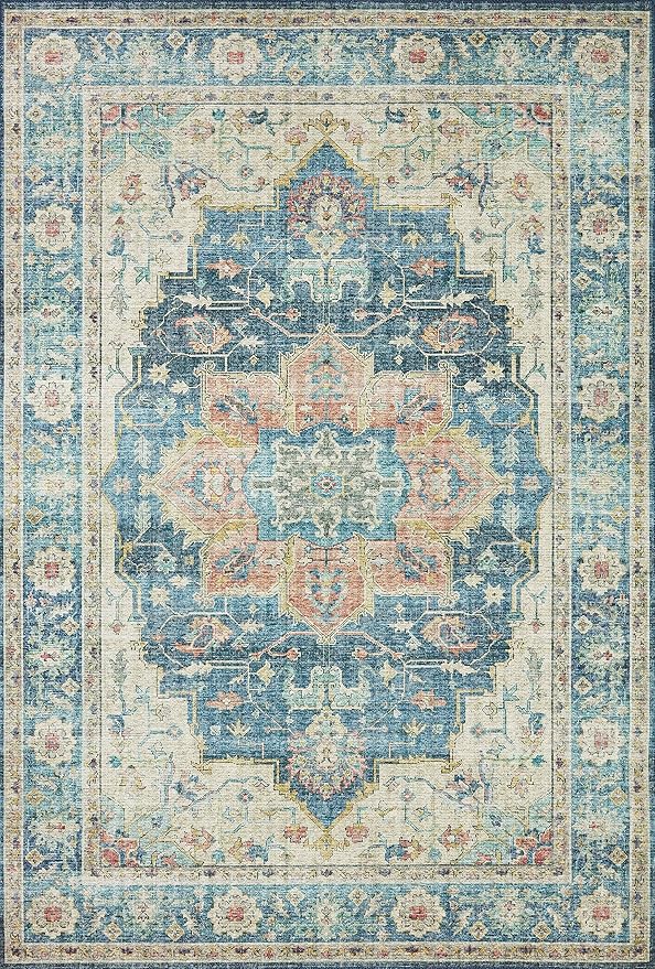 Loloi II Skye Collection SKY-12 Ocean/Multi 5'-0" x 7'-6" Area Rug