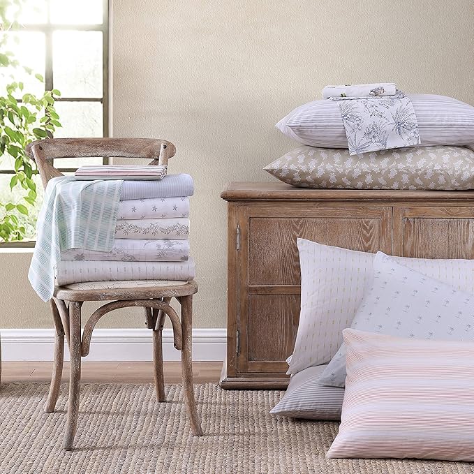 Tommy Bahama - Queen Sheets, Cotton Percale Bedding Set, Crisp & Cool, Stylish Bedding Set (Kaw Palms Blue, Queen)