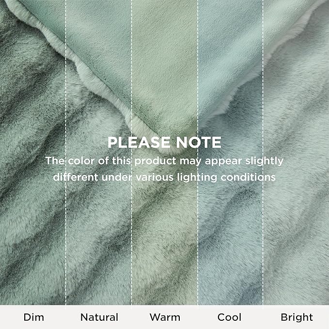 Bedsure GentleSoft Fluffy Faux Fur Throw Blanket, Fuzzy Soft Bubble Blanket for Couch, Faux Fur Decor for Home Bedroom Living Room, Thick Furry Cozy Gifts for Women, Sage Green, 50x60 Inch
