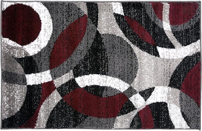 Rugshop Contemporary Abstract Circles Perfect for high Traffic Areas of Your Living Room,Bedroom,Home Office,Kitchen Area Rug 2' x 3' Red