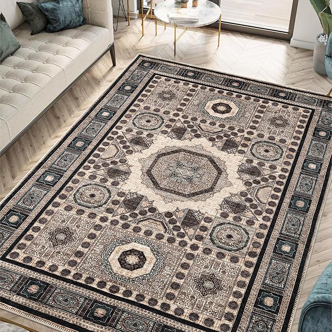 Keen Home Design 3x5 Rug - Machine Washable Entry Rug with Non-Slip Backing, Ideal for Enteryway, Kitchen, Bathroom, Laundry Room - Vintage, Easy Clean, Durable, Low Pile Rug - (3' x 5')