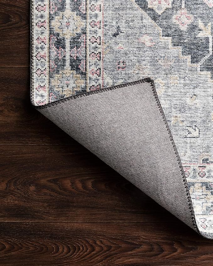 Loloi Skye Collection SKY-02 Charcoal/Multi 6'-0" x 6'-0" Round Area Rug