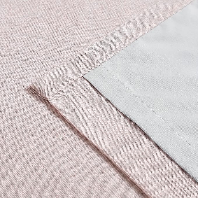 Vision Home Soft Pink Linen Full Blackout Curtains 120 inch for Bedroom Living Room Darkening Soundproof Window Panels Thermal Insulated Rod Pocket Back Tab Neutral Drapes 10FT 56" Wx120 Lx2