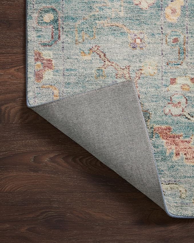 Loloi Margot Collection MAT-06 Denim/Multi 2'-6" x 9'-6" Runner Rug feat. CloudPile, No-Shed Easy Clean Large Patterned Area Rug for Living Room, Bedroom, Dining Area