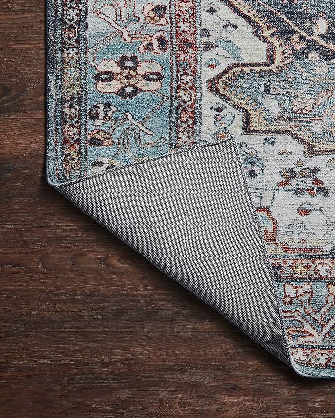 Loloi Margot Collection MAT-05 Ocean/Brick 2'-3" x 3'-9" Accent Rug feat. CloudPile, No-Shed Easy Clean Large Patterned Area Rug for Living Room, Bedroom, Dining Area