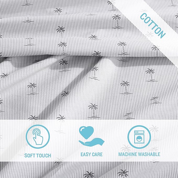 Tommy Bahama - King Sheet Set, Cotton Percale Bedding Set, Crisp & Cool, Stylish Bedding Set (Kew Palms Grey, King)
