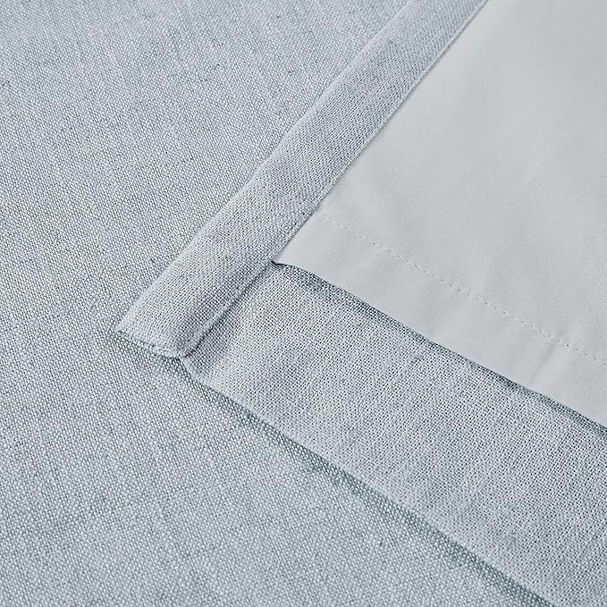 Vision Home Blue Fog Linen Full Blackout Curtains 84 inch Long for Bedroom Living Room Darkening Soundproof Window Panels Thermal Insulated Rod Pocket Back Tab Farmhouse Drapes 56" Wx84 Lx2
