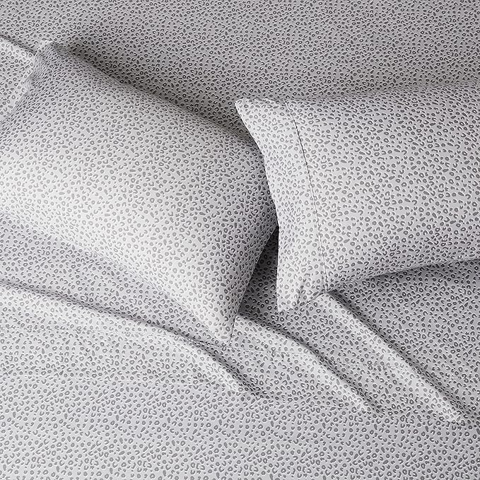 Amazon Basics Lightweight Super Soft Easy Care Microfiber 4 Piece Bed Sheet Set With 14-inch Deep Pockets - Full, Gray Cheetah,Printed