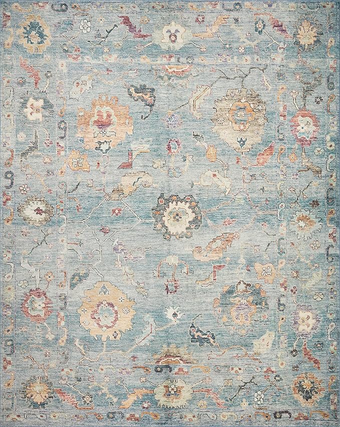 Loloi Margot Collection MAT-06 Denim/Multi 2'-6" x 9'-6" Runner Rug feat. CloudPile, No-Shed Easy Clean Large Patterned Area Rug for Living Room, Bedroom, Dining Area