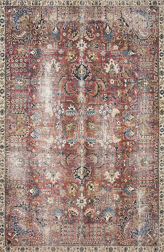 Loloi Chris Loves Julia Jules Collection JUL-01 Merlot/Multi 7'-6'' x 9'-6'', .13" Pile Height, Area Rug