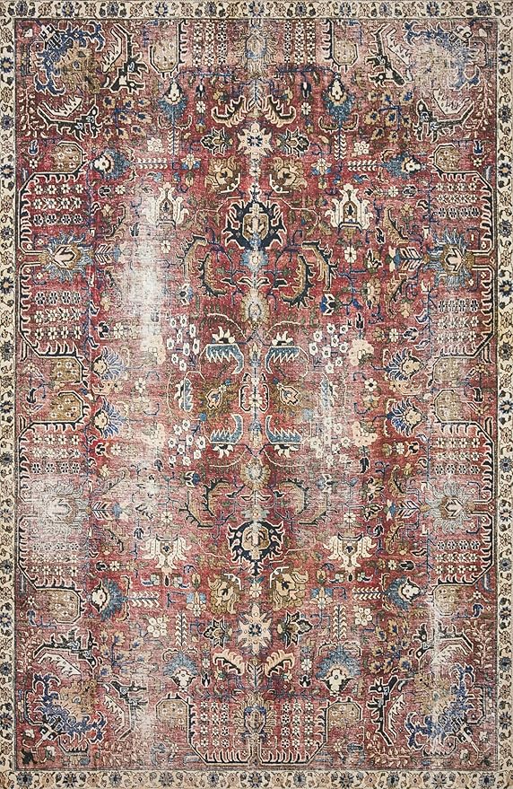 Loloi Chris Loves Julia Jules Collection JUL-01 Merlot/Multi 3'-6'' x 5'-6'', .13" Pile Height, Accent Rug