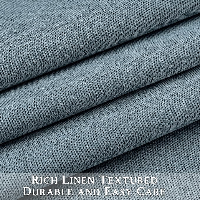 ChrisDowa 100% Blackout Blue Solid Curtains 102 Inches Long 2 Panels for Bedroom Living Room,Farmhouse Room Darkening Thermal Insulated Soundproof Grommet Top Window Treatment Drapes,52x102