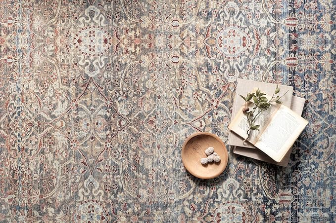 Loloi Chris Loves Julia Jules Collection JUL-06 Denim/Spice 2'-6'' x 12'-0'', .13" Pile Height, Runner Rug