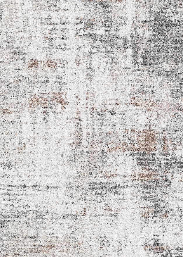 5x7 Area Rugs - Ultra-Thin Washable Rug with Non-Slip Backing, Ideal for Living Room, Bedroom, Kitchen Floor Carpet - Modern Abstract Style, Easy Clean, Durable, Low Pile Rug Brown Black