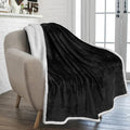 PAVILIA Sherpa Fleece Throw Blanket for Couch, Black, Plush Soft Fuzzy Sofa Blanket, Cozy Reversible Winter Throw for Women Men, 50x60 Inches