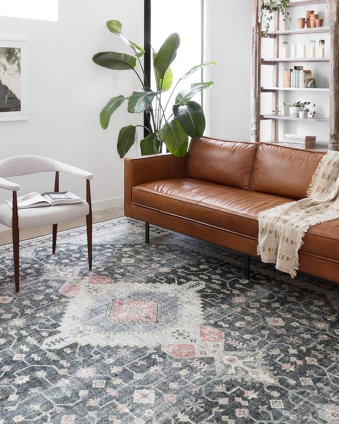 Loloi Skye Collection SKY-02 Charcoal/Multi 8'-0" x 8'-0" Round Area Rug