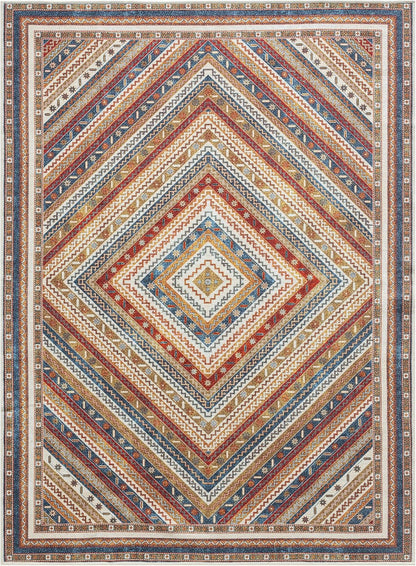 Keen Home Design 8x10 Rug - Machine Washable Area Rug with Non-Slip Backing, Ideal for Living Room, Dining Room, Bedroom - Vintage, Easy Clean, Durable, Low Pile Rug - (8' x 10')