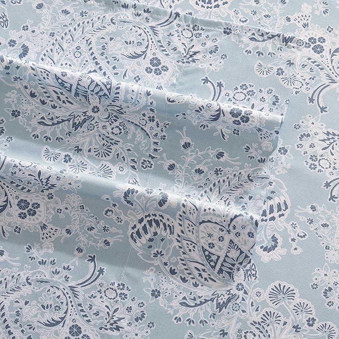 Wrangler - Twin Bed Sheets, Ultra-Soft & Lightweight Bedding with Matching Pillowcase, Lightweight Bed Set for All Season Comfort, Oeko-Tex Certified (Prairieland Paisley Blue)