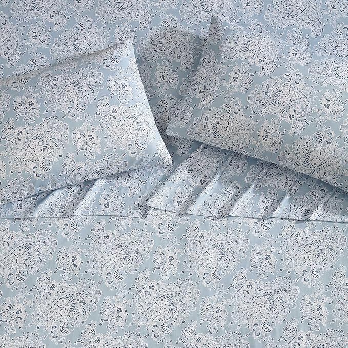 Wrangler - Full Bed Sheets, Ultra-Soft & Lightweight Bedding with Matching Pillowcases, Lightweight Bed Set for All Season Comfort, Oeko-Tex Certified (Prairieland Paisley Blue)