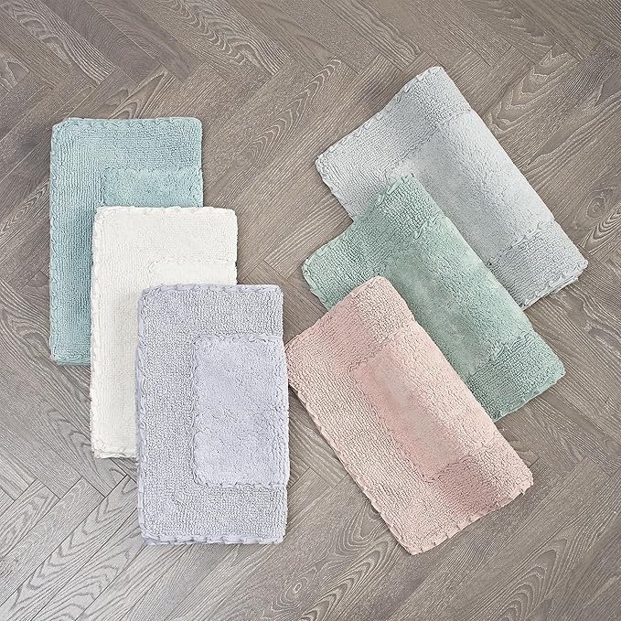 Laura Ashley Ruffle Border 100% Cotton Bath Rug, Blush Pink, 17"x 24"