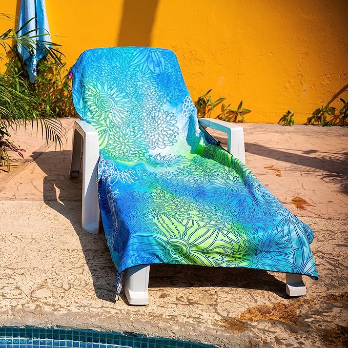Quick Dry Towel Extra Large 78x35 Inch - Microfiber Beach Towel - Perfect for Beach, Travel, Swimming, Pool, Yoga, Hiking, Camping - Lightweight, Fast Drying, Compact for Adults (Blue Green)