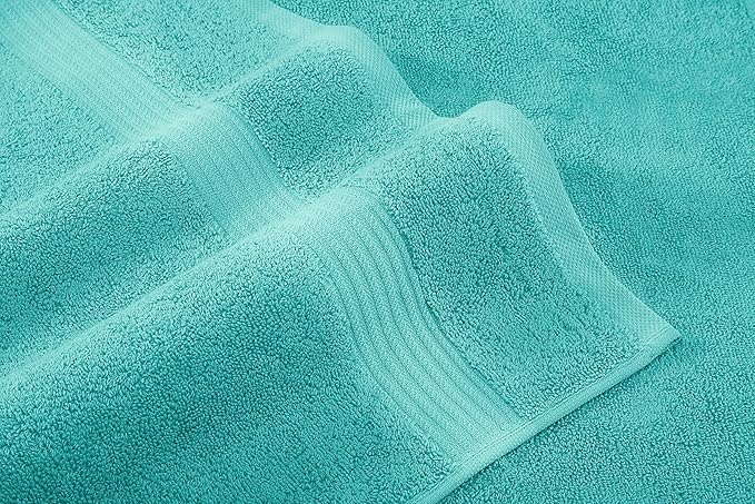 American Veteran Towel, 6 Piece Towel Set for Bathroom, 100% Cotton Turkish Bathroom Towels, 2 Bath Towels 2 Hand Towels 2 Washcloths, Turquoise Blue
