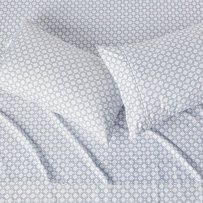 Amazon Basics Lightweight Microfiber 4-Piece Bed Sheet Set, Aqua, Printed, Full