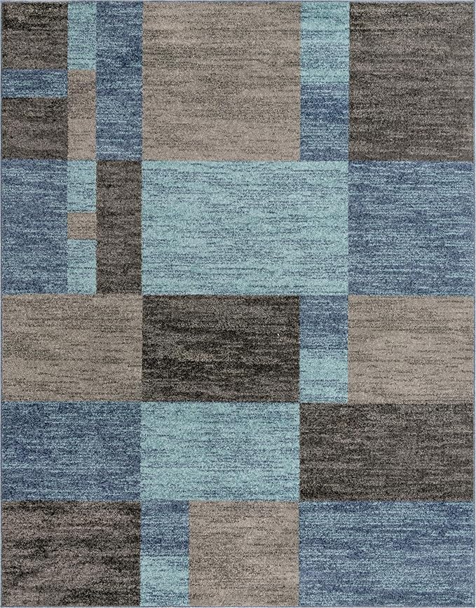 Unique Loom Autumn Collection Area Rug - Providence (7' 10" x 10' Rectangle, Blue Gray/ Light Brown)