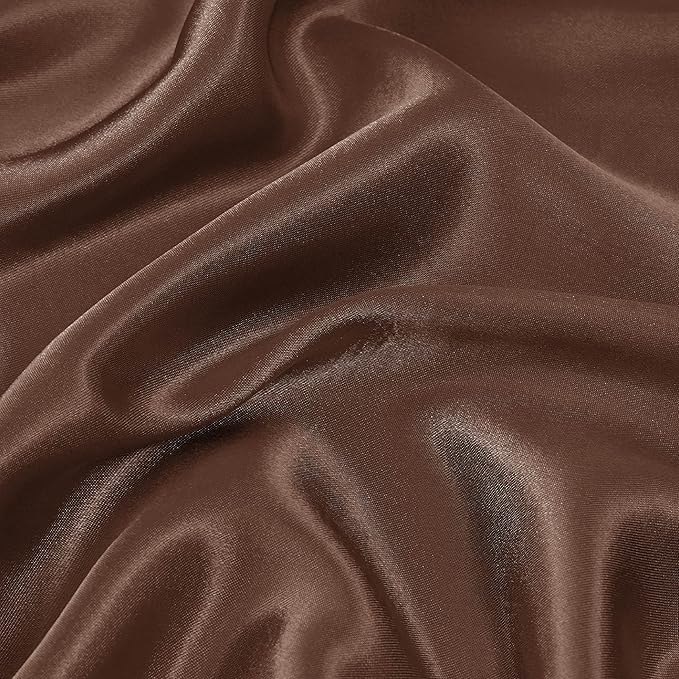 Bedsure Satin Sheets Queen Size - 4 Piece Silky Bedsheets with 15 Inches Deep Pocket Fitted Bedsheet,1 Flat Sheet, 2 Satin Pillowcases, Good for Hair & Skin (Queen, Coffee)