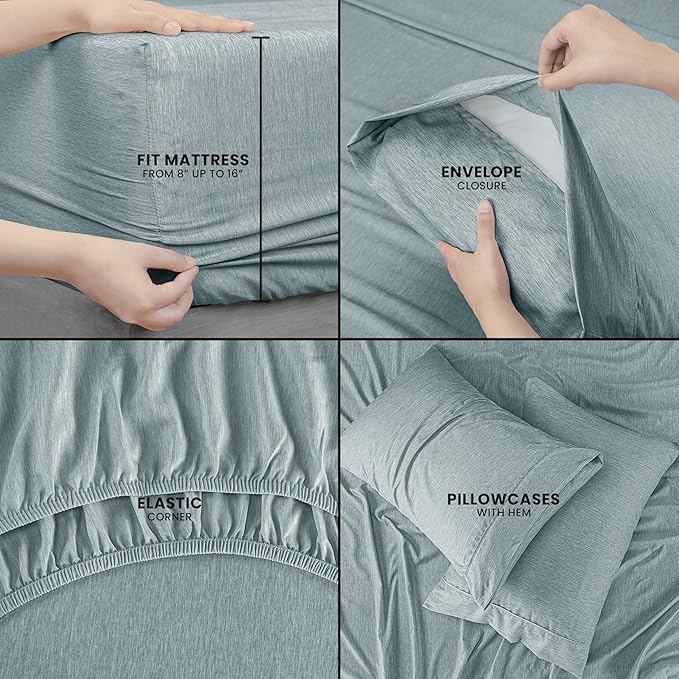 Utopia Bedding Queen Sheet Set – 4 Piece Bed Sheets for Queen Size Bed, Soft and Breathable Microfiber, Includes 1 Fitted Sheet, 1 Flat Sheet and 2 Pillowcases (Heather Grey)