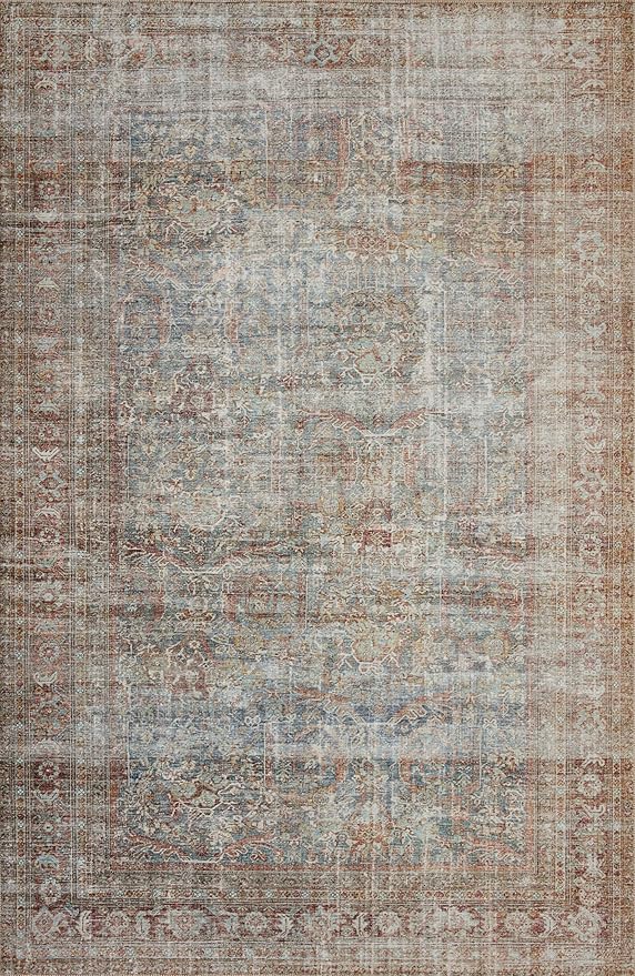 Loloi Chris Loves Julia Jules Collection JUL-05 Lagoon/Brick 5'-0'' x 7'-6'', .13" Pile Height, Area Rug