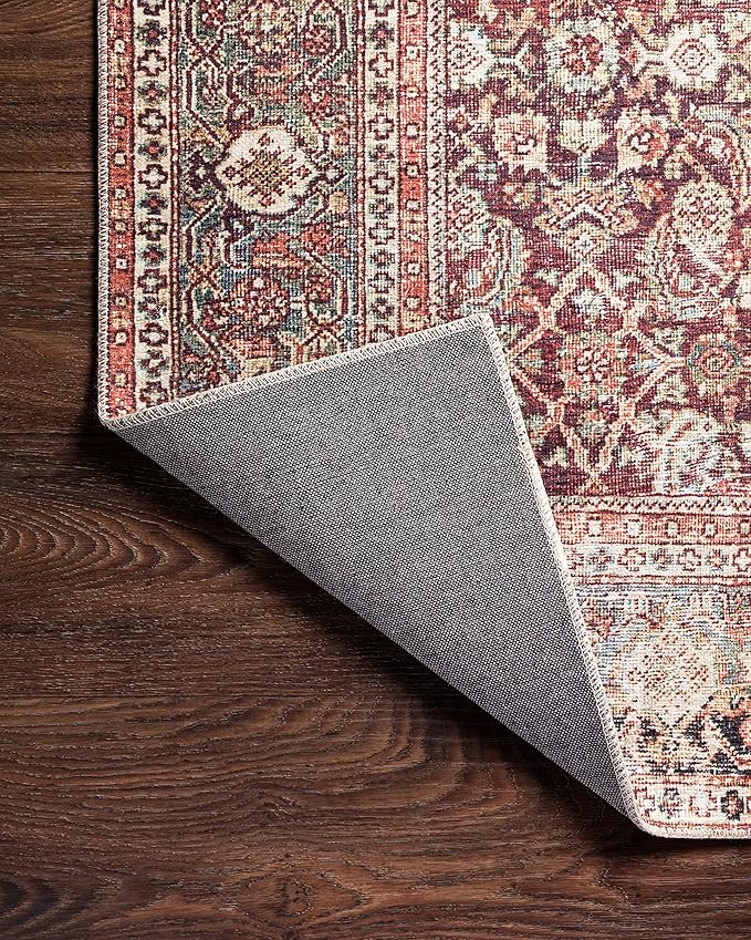 Loloi Layla Collection LAY-11 Cinnamon/Sage 7'-6" x 9'-6" .13" Thick Area Rug, Soft, Durable, Vintage Inspired, Distressed, Low Pile, Non-Shedding, Easy Clean, Printed, Living Room Rug
