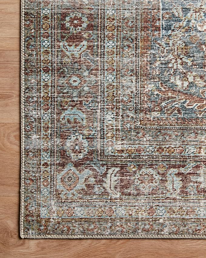Loloi Chris Loves Julia Jules Collection JUL-05 Lagoon/Brick 5'-0'' x 7'-6'', .13" Pile Height, Area Rug