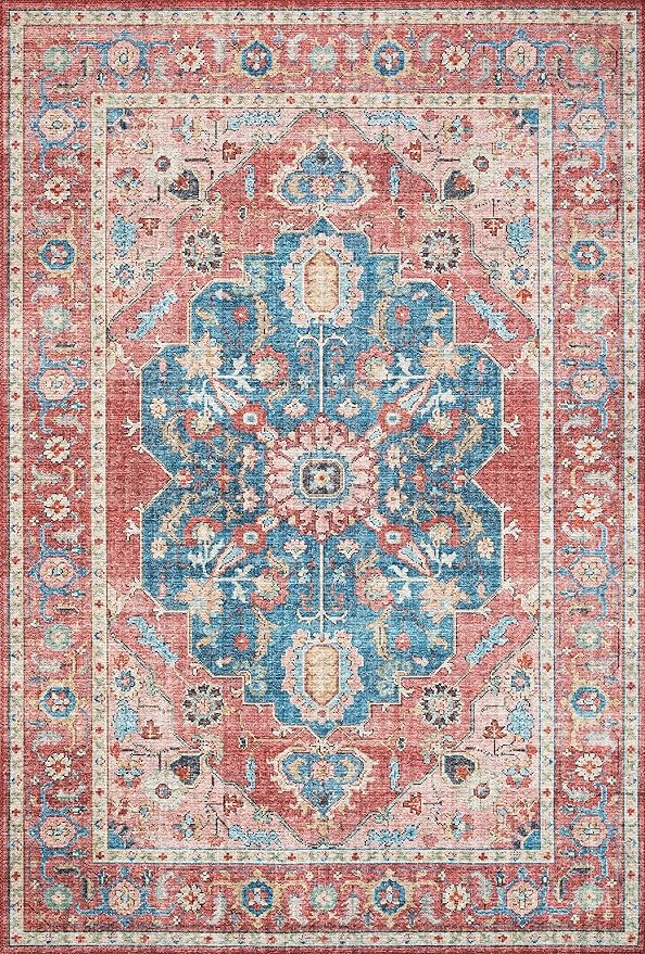 Loloi II Skye Collection SKY-05 Brick/Ocean 3'-6" x 5'-6" Accent Rug