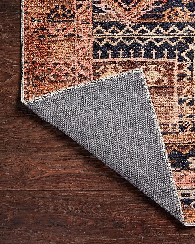 Loloi Layla Collection LAY-14 Mocha/Blush 2'-6" x 7'-6" .13" Thick Runner Rug, Soft, Durable, Vintage Inspired, Distressed, Low Pile, Non-Shedding, Easy Clean, Printed, Living Room Rug