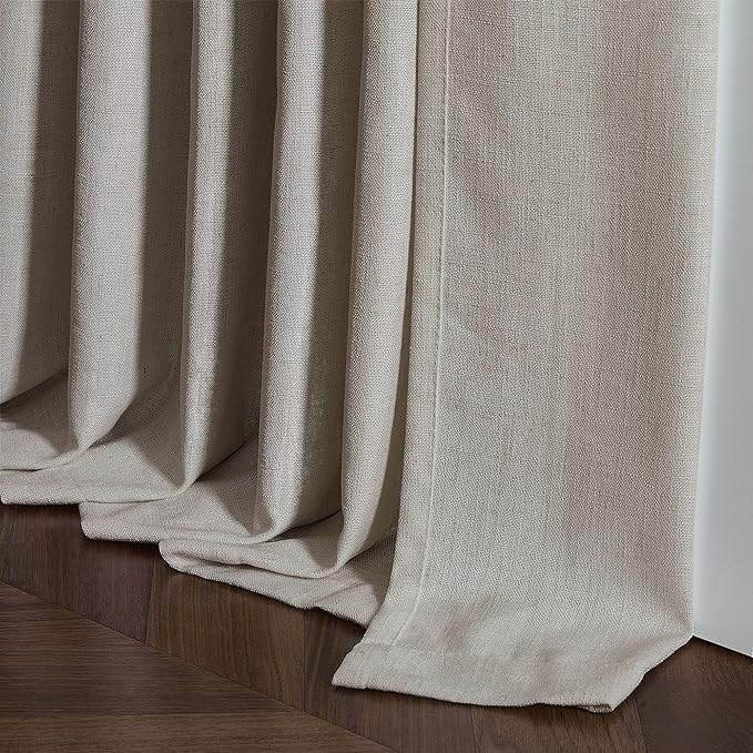 Burlywood Birch Pinch Pleated Linen Curtains 2 Panels for Living Room Bedroom Memory Training Shaped Semi Sheer Pleat Drapes with Hooks Rings Light Filtering Window Curtain 40x54