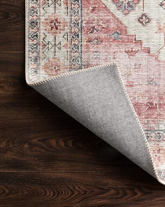Loloi II Skye Collection SKY-02 Ivory/Berry 2'-6" x 7'-6" Runner Rug