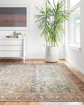 Loloi Layla Collection LAY-04 Ocean/Rust 5'-0" x 7'-6" .13" Thick Area Rug, Soft, Durable, Vintage Inspired, Distressed, Low Pile, Non-Shedding, Easy Clean, Printed, Living Room Rug