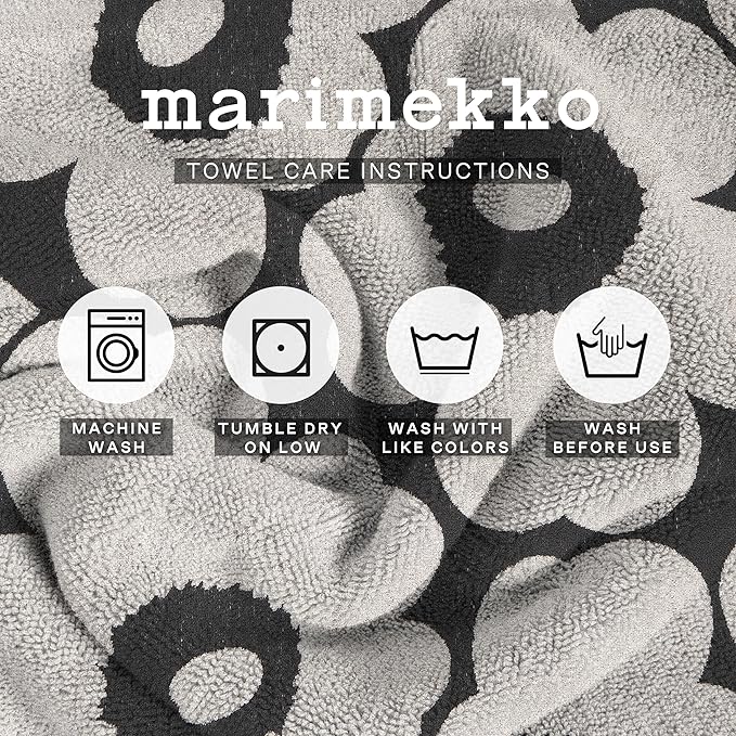 MARIMEKKO - Unikko Cotton Terry Bath Towel (Red) – Floral Patterned Bath Towels – 59 in x 28 in