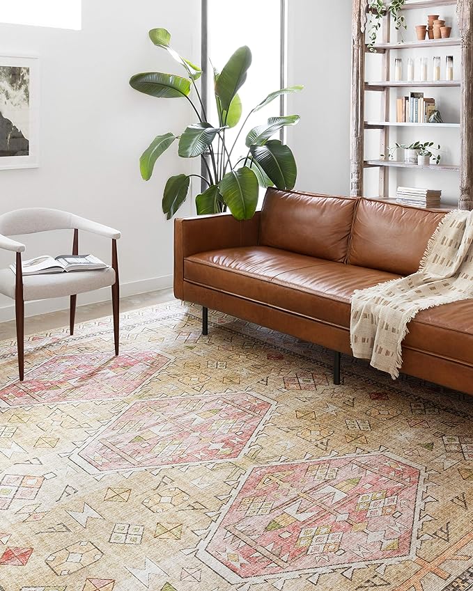 Loloi II Skye Collection SKY-04 Gold/Blush 2'-3" x 3'-9" Accent Rug